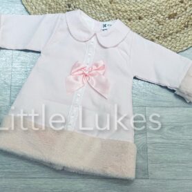 Kleo Kids Pink Fur Trimmed Bow Dress