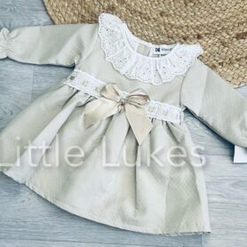 Kleo Kids Beige Bow Frill Dress