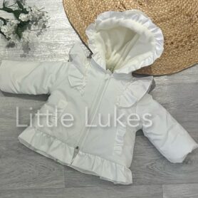 Visara White Frill Quilted Jacket