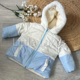 Visara White and Sky Quilted Jacket