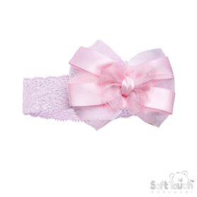 Pink Bow Lace Headband
