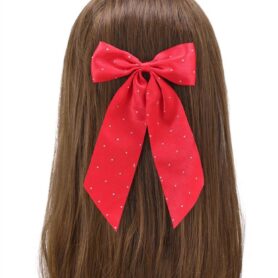 Red Bead Bow Clip