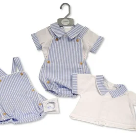 My Little Chick Stripe Short Dungaree Set