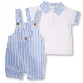 Nursery Time Stripe Tractor Dungaree Set
