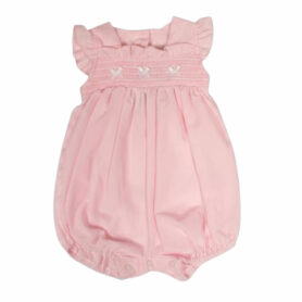 My Little Chick Pink Smocked Bow Romper