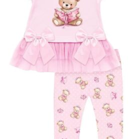 Pink Teddy Frill Leggings Set