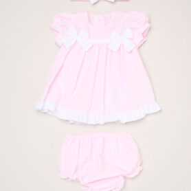 Pink Double Bow Dress Set 12804