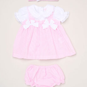 Pink Striped Double Bow Dress Set 12815
