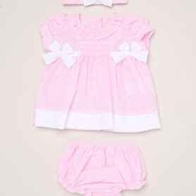 Pink Smock Stripe Dress Set 12802