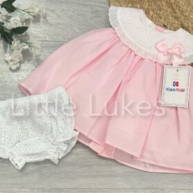 Kleo Kids Pink Collar Bow Dress