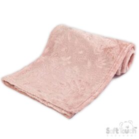 Dusky Pink Flowers Embossed Blanket