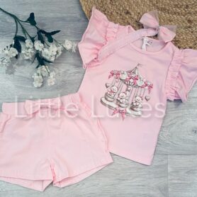 Pink Carousel Shorts Set