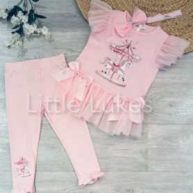 Pink Carousel Leggings Set