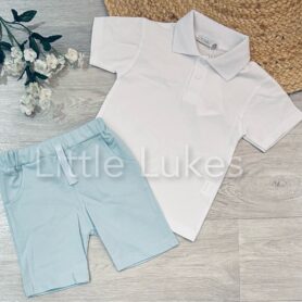 Visara Blue and White Shorts Set