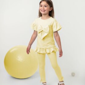 Caramelo Lemon Bow Leggings Set