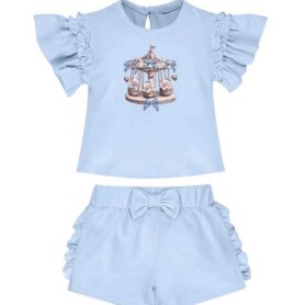 Blue Carousel Shorts Set
