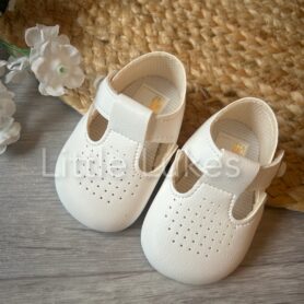 White Soft Sole Button Shoes