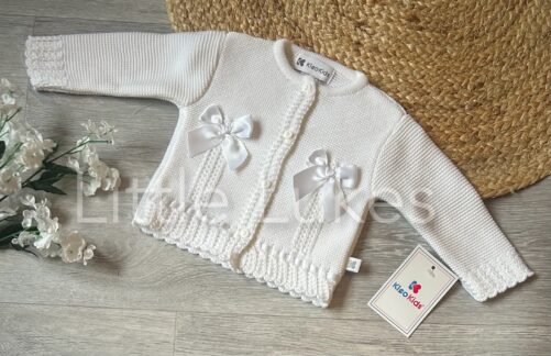 Kleo Kids White Braided Bow Cardigan | Little Lukes