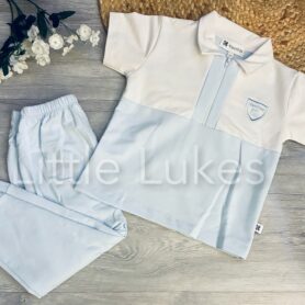 Kleo Kids Blue and White Zip Polo Set