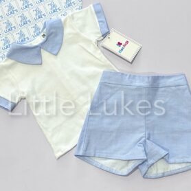 Kleo Kids Blue Collared Shorts Set