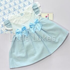 Kleo Kids Blue Satin Bow Dress