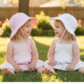 White Hat With Chin Toggle Strap 0402