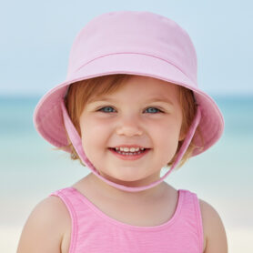 Pink Bucket Hat With Chin Strap 0242