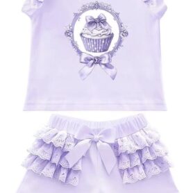 Purple Cupcake Shorts Set