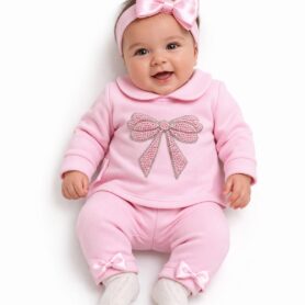 Visara Pink Sparkle Bow Two Piece Set