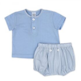 Rapife Blue Button Shorts Set 4314