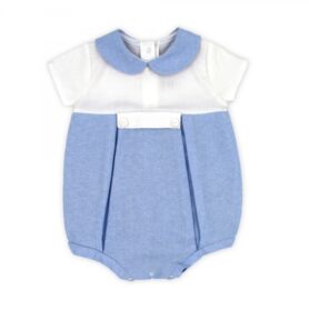Rapife White and Blue Smocked Romper 4208