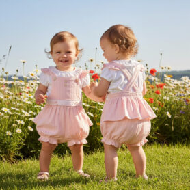 Mintini Bow and Frill Dungaree Set 7055