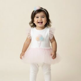 Visara Pink and White Ice Cream Leggings Set