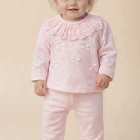 Visara Pink Ribbon Bows Two Piece Set