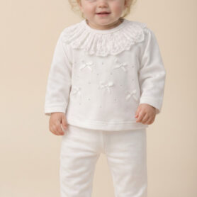 Visara Ivory Ribbon Bows Two Piece Set