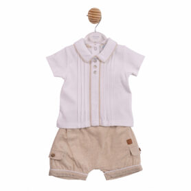 Mintini Beige Piped Shorts Set 6947