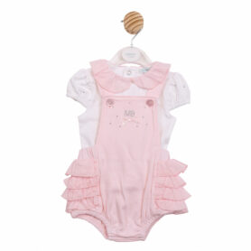 Mintini Pink Frill Dungaree Set 7094