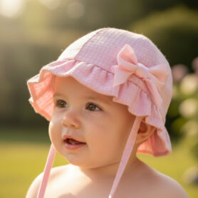 Pink Checkered Bow Hat