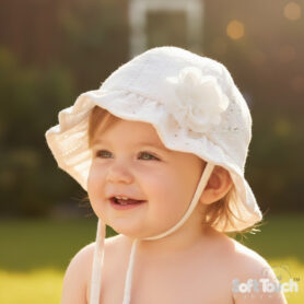 Cream Broderie Anglaise Flower Hat