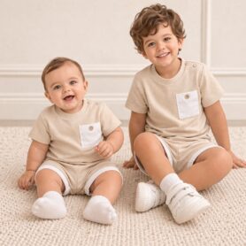 Kleo Kids Beige Pocket Shorts Set