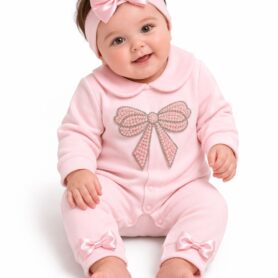 Visara Pink Sparkle Bow All In One