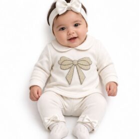 Visara Ivory Sparkle Bow Two Piece Set