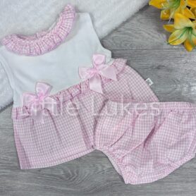 Kleo KIds Pink Gingham Bow Jam Pants Set