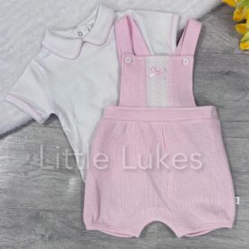 Kleo Kids Pink Embroidered Dungaree Set