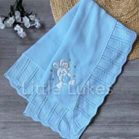 Blue Knitted Bunny Blanket