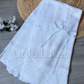 White Ribbon Fine Knit Shawl