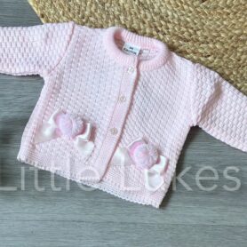 Pink Pom and Bow Cardigan