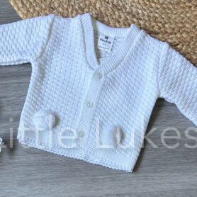 White Pompom Cardigan