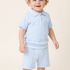 Visara Sky Polo Shorts Set