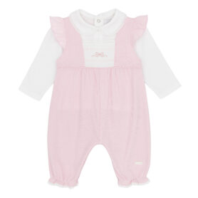 Amore Pink Smocked Dungaree Set